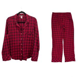 Victoria’s Secret Red and Black Plaid Pajama Set Medium Size 8-10 Inseam 30”